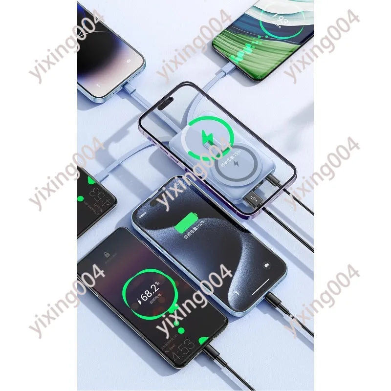 10000mAh Magnetic Wireless Power Bank Fast Charging Slim Compact with Built-in Charging Cable