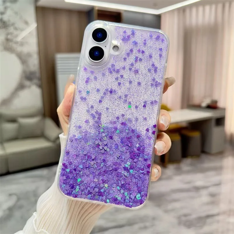 الفاخرة بريق الترتر بالتنقيط الغراء شفافة جراب هاتف آيفون 12 13 14 15 16 برو ماكس زائد 11 للصدمات قذيفة