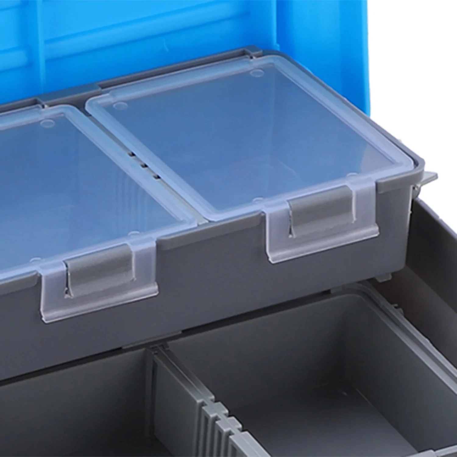 Caja de aparejos de pesca portátil, caja de engranajes de pesca de tres capas con mango ergonómico, caja de equipo de pesca multicapa