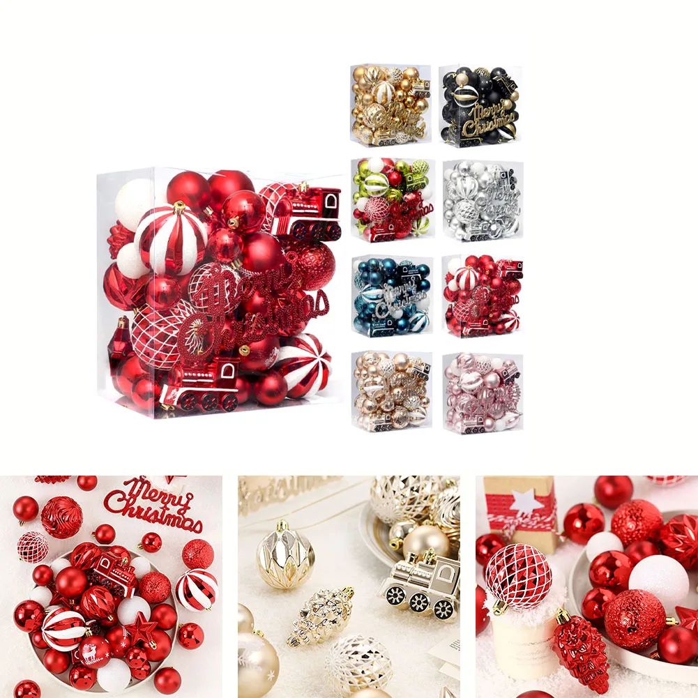 

65pcs Christmas Ball Christmas Ornaments Painted Christmas Ball Set Hanging Ornaments Christmas Supplies Christmas Decorations