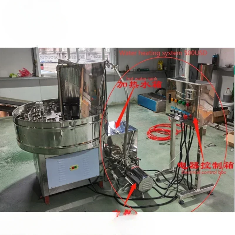 automatic small 2000bph rotary beer wine glass bottle water spray washing washer machine with heater