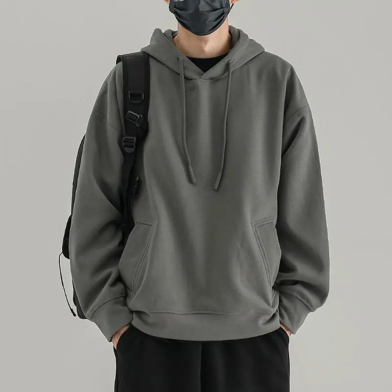 

Мужская толстовка в американском ретро-стиле с капюшоном, новая осенне-зимняя коллекция, модный брендовый свободный однотонный пуловер, стильный топ