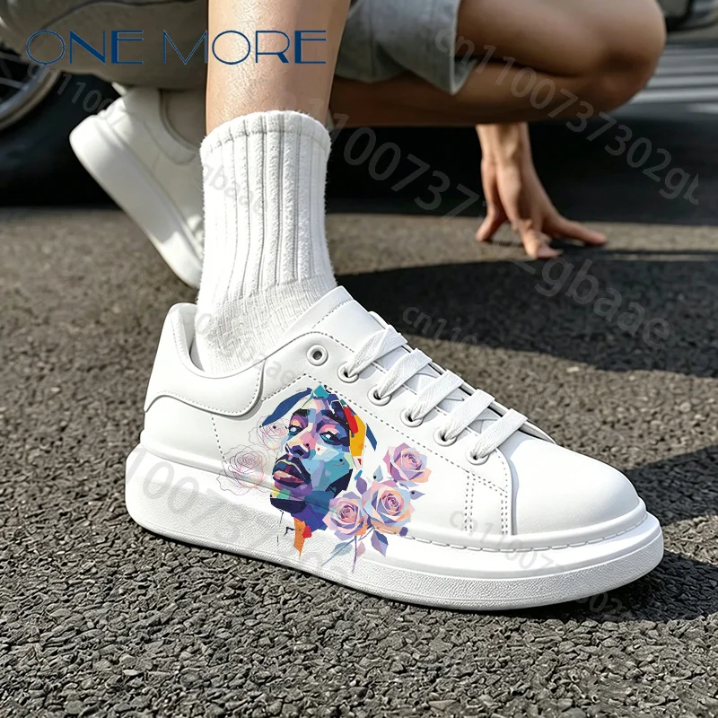 2Pac Colorful Abstract Portrait Rose Floral Print Woman's Shoes Outdoor Anti Slip Four Seasons Durable Lace Up Shoes Products