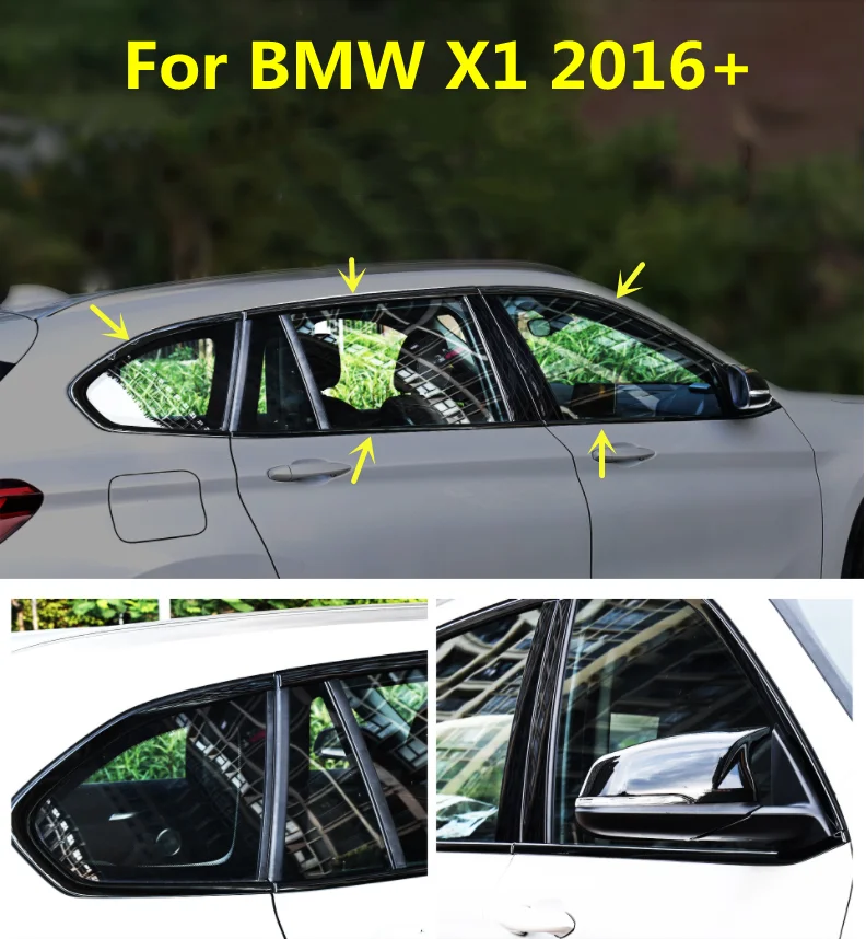 For 2016 2017 2018 2019 BMW X1 F48 car Accessories 10PCS Black/Silver/Matte Car Door Full Window Frame Sill Molding Trim Cover