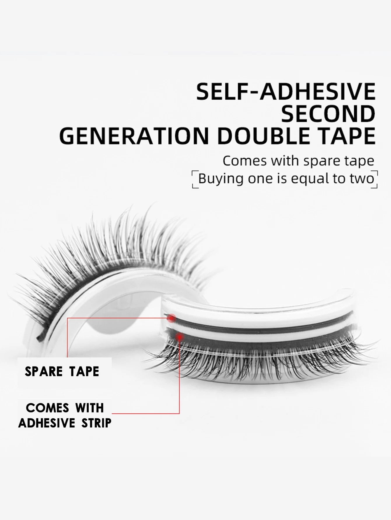 Self Adhesive Eyelashes Glue Free Reusable Full Strip Eyelash Thick Natural Makeup Tool False Lashes