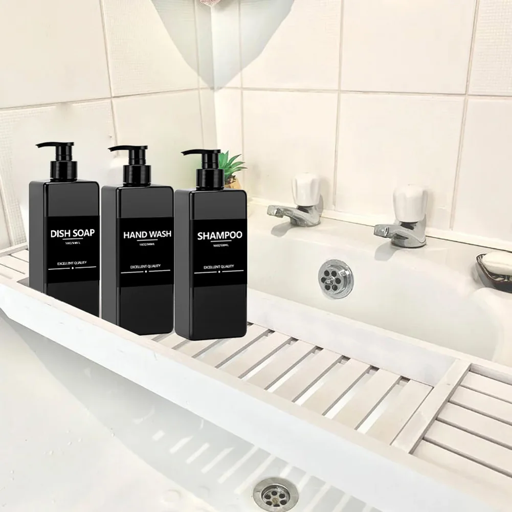 3 pz 500ml distributore di sapone quadrato etichette impermeabili bottiglia vuota riutilizzabile sapone per le mani lozione liquida Shampoo balsamo