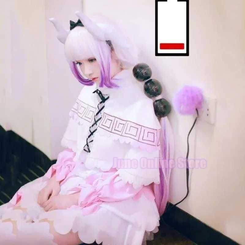 Miss Kobayashi's Dragon Maid Kanna Kamui Cosplay CostumeWigs for Women Kobayashi san Chi no Maid Uniforms Lolita Dress