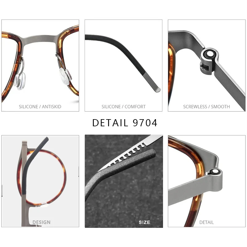 Pure Titanium Glasses Frame for Men Women Vintage Retro Round full Eyewear Screwless Eyeglasses Frame full Spectacle 9704