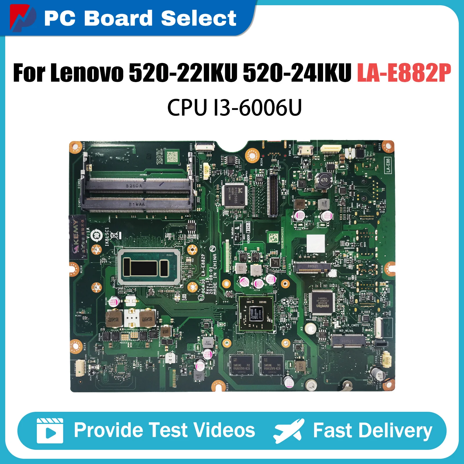 

LA-E882P FRU 01LM511 With i3-6006U CPU For Lenovo AIO 520-22IKU 520-24IKU All-in-One Motherboard 100% TEST OK