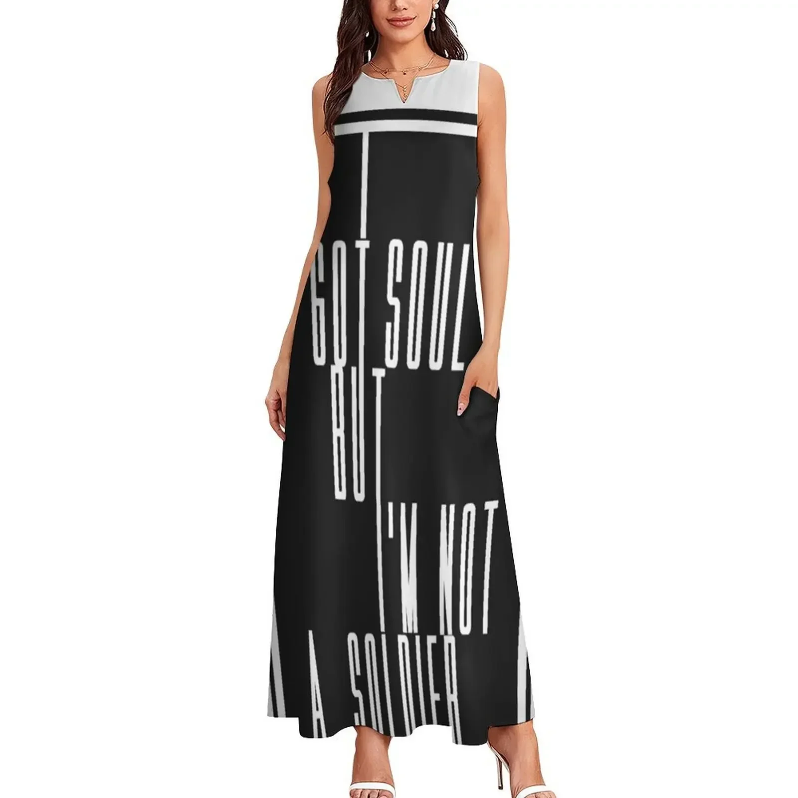 لقد حصلت على الروح ولكن أنا لست جنديًا فستانًا طويلًا لملابس الشاطئ النسائية الفاخرة للحفلات النسائية #2