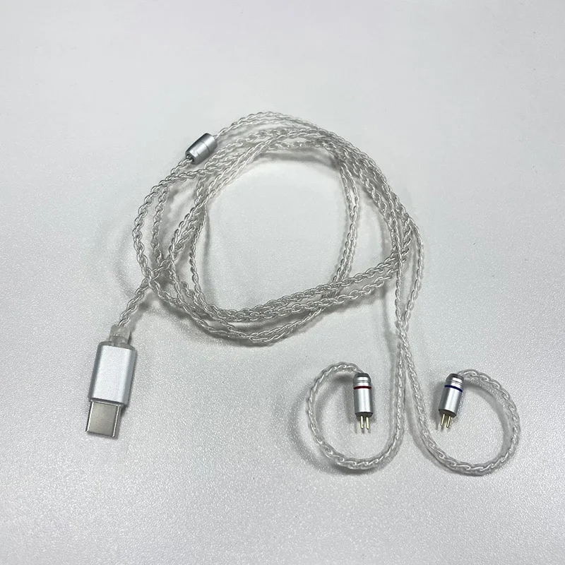 Kopfhörer-Upgrade-Kabel versilbert Typ-C-Stecker 4-adriges Kabel 2-poliges Kopfhörer kabel unterstützt Anrufs teuerung 47-Zoll-Kabel