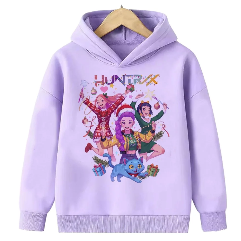 KPop Demon Hunter Cartoon Girls Boy Felpa con cappuccio Calda onda coreana per bambini Moda Casual Top Abbigliamento casual per ragazze