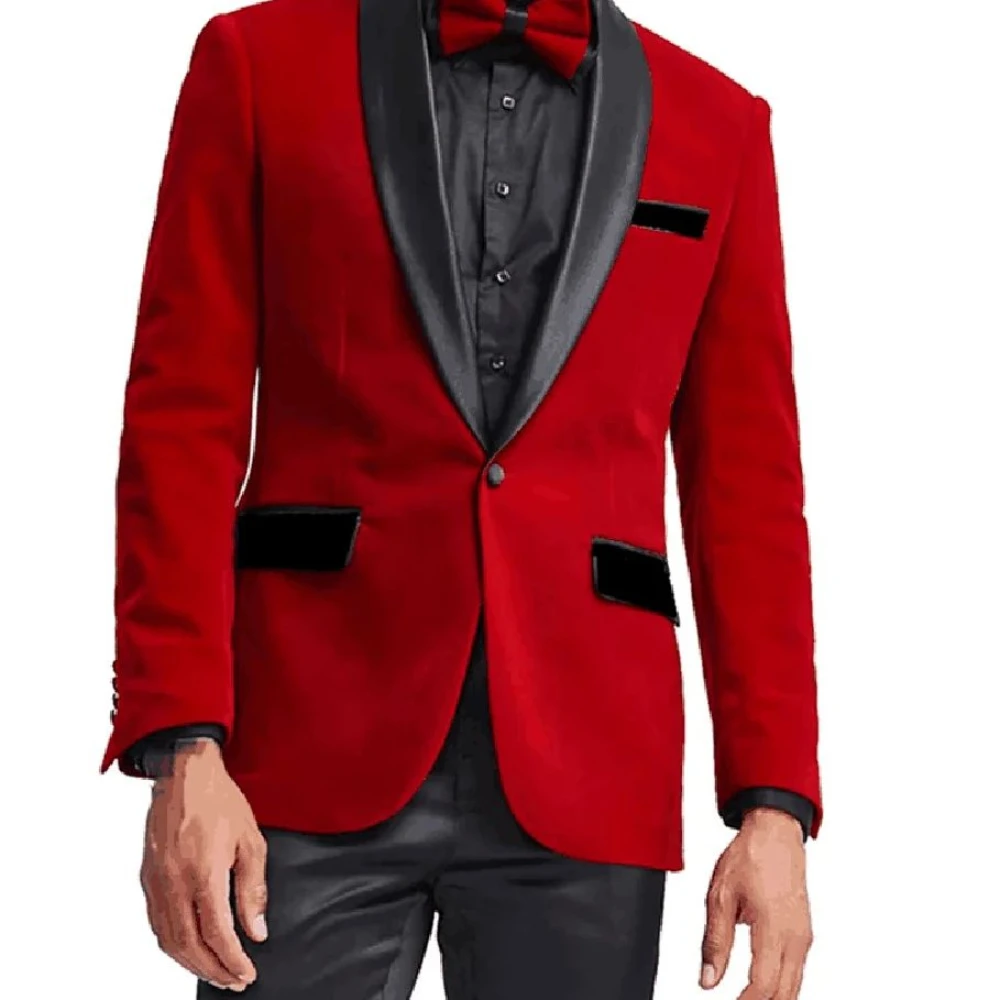 New Handsome Slim Fit Red Single Piece Jacket Elegant and Fashionable High-quality Male Blazer One Piece