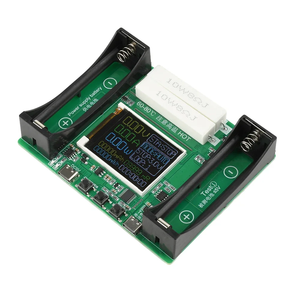 18650 Lithium Battery Capacity Tester Module  Digital Two Channel 18650 Battery Power Detector Tester Module Type-C Interface