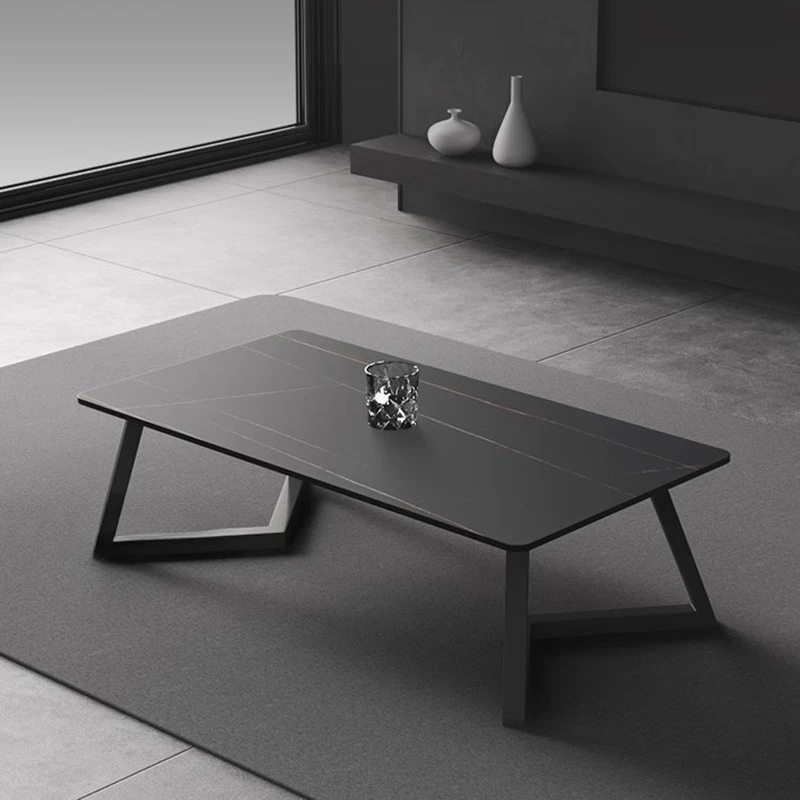 طاولة قهوة مستطيلة سوداء غير منتظمة وبسيطة لتوفير المساحة، طاولة جانبية لطيفة وفريدة من نوعها، ديكورات غرفة مساعدة جمالية ميسا #6