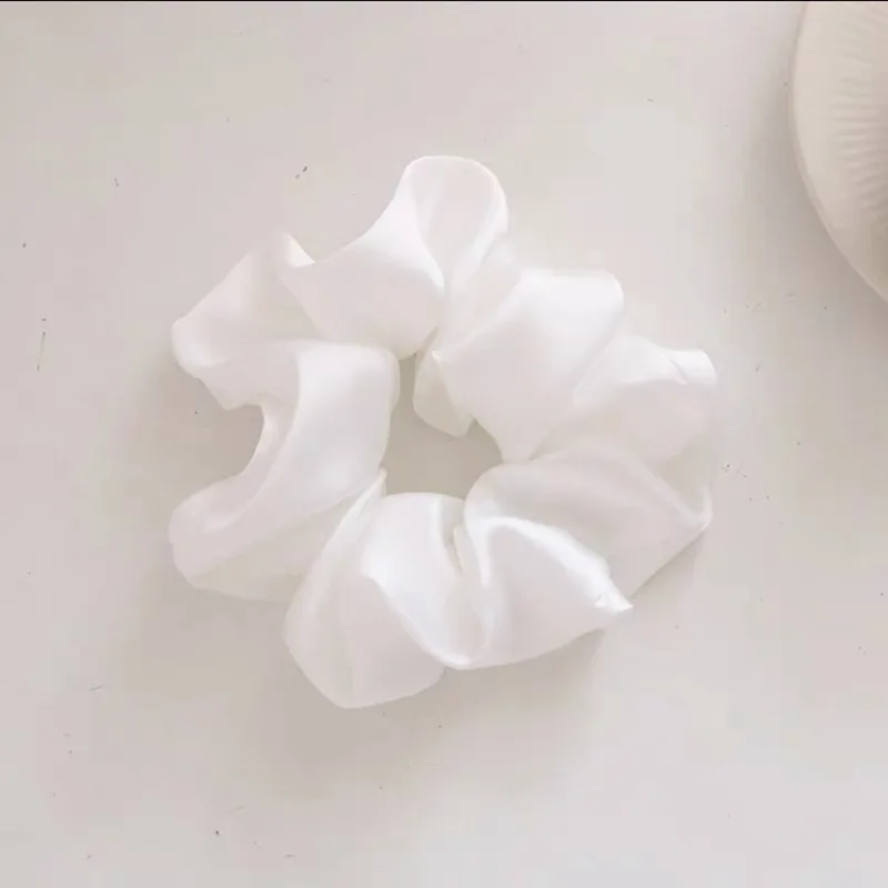 French Solid Color Silk Scrunchie Women Girl Hair Rubber Bands Ponytail Holder Elastic Hair Ties Chouchou Cheveux Femme Headwear