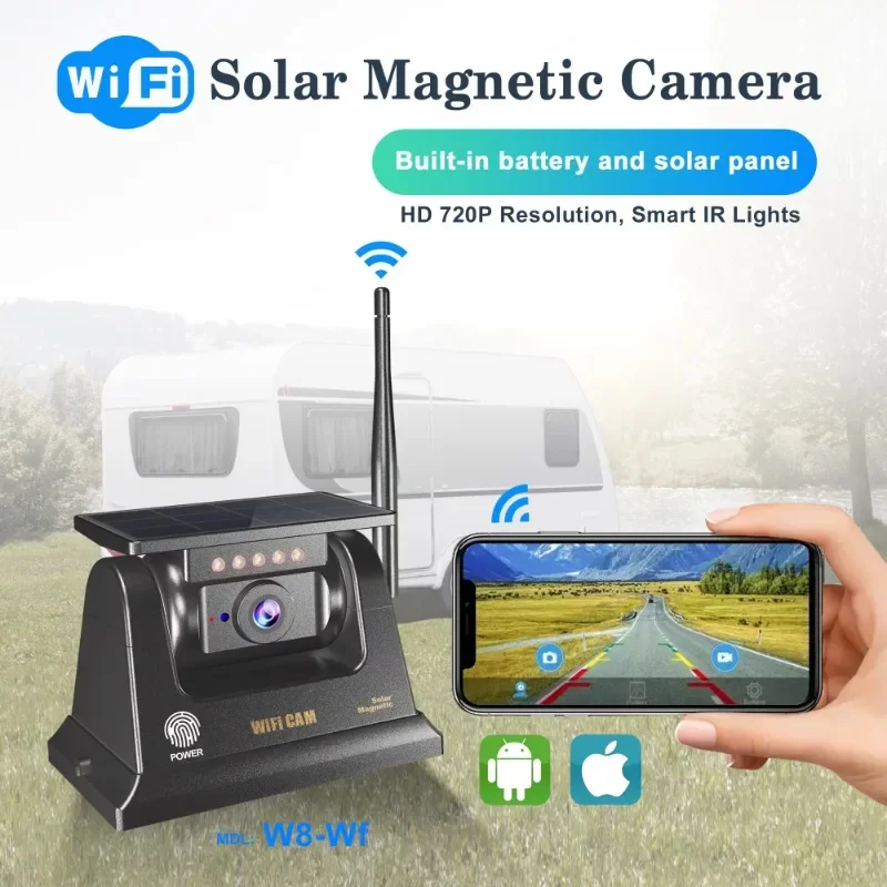 For Truck Trailer 1080P Reverse camera Backup Rear view Magnetic Base IOS Android Solar Battery Wireless camera