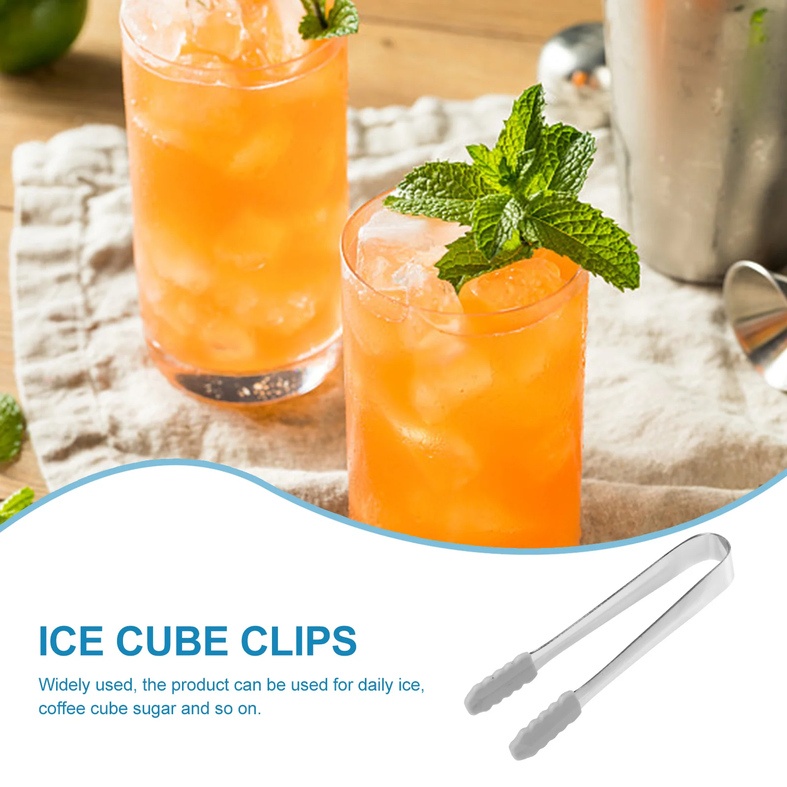 

4Pcs Stainless Steel Silicone Ice Cube Tongs Mini Sugar Clips Heat Resistant Mirror Polished Serving Tongs for Garden Party