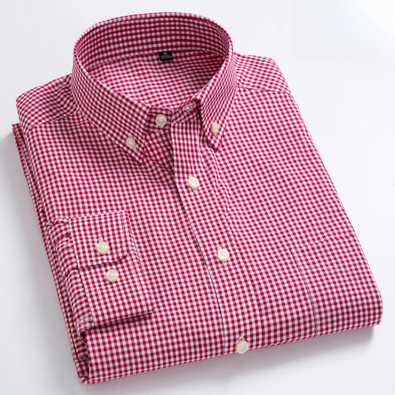 Chemise à manches longues pour hommes, 100% coton, coupe cintrée, unie, fine, à carreaux, hauts rayés, mode élégante, vêtements de bureau, nouvelle collection