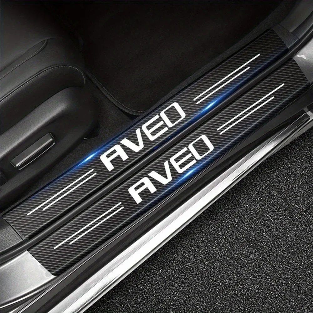 4Pcs Car Door Threshold Sill Sticker for Chevrolet Aveo T200 T250 T300 2021 2019 2018 20172016 2015 Sedan Hatchback Accessories
