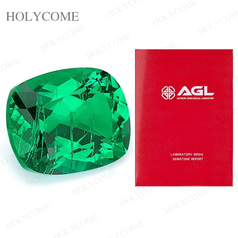 Lab Grown Columbia Emerald Stone Hydrothermal Elongate Cushion Cut Loose Gemstone Synthetic Diamond AGL Certificate Charms Beads