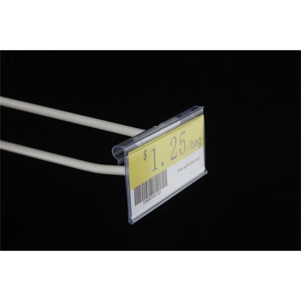 60pcs Plastic Sign Label Holder Hanging Hook Shelf Retail Price Tag Label Card Merchandise Sign Display Holder Stand