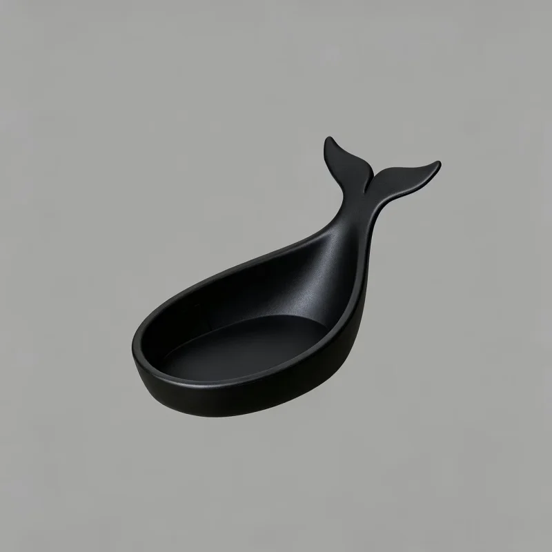 Black Plastic 3D Printed Whale Tail Jewelry Tray Creative Fish Fin Ring Holder Earring Organizer Decorative Desk Storage Dish