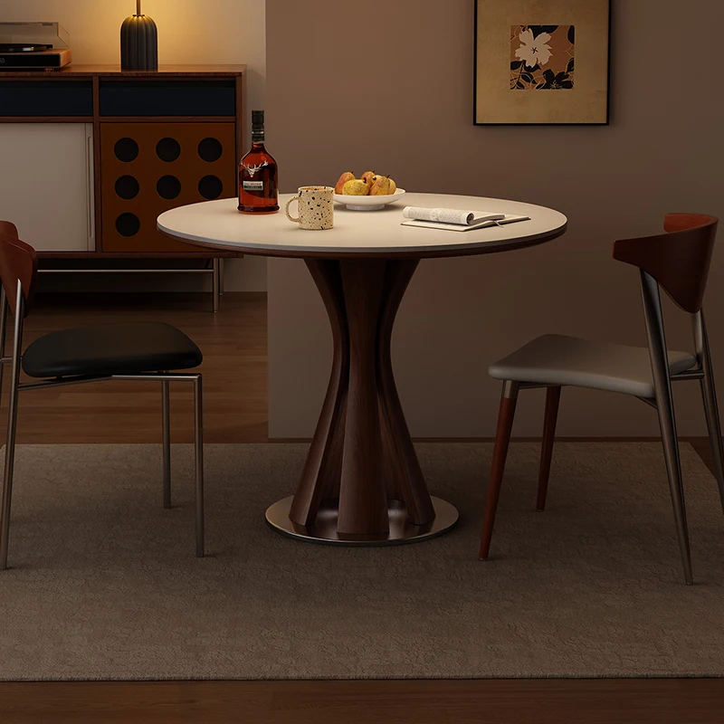 Mid Century Round Dining Table Small Chairs Wood Designer Dining Table Children Poker Mesas De Comedor Living Room Furniture view 6