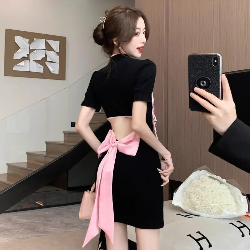 Vestidos de manga curta das mulheres quinceanera azul primavera gaze frisado em camadas puff manga império cintura fairycore fofo magro kawaii