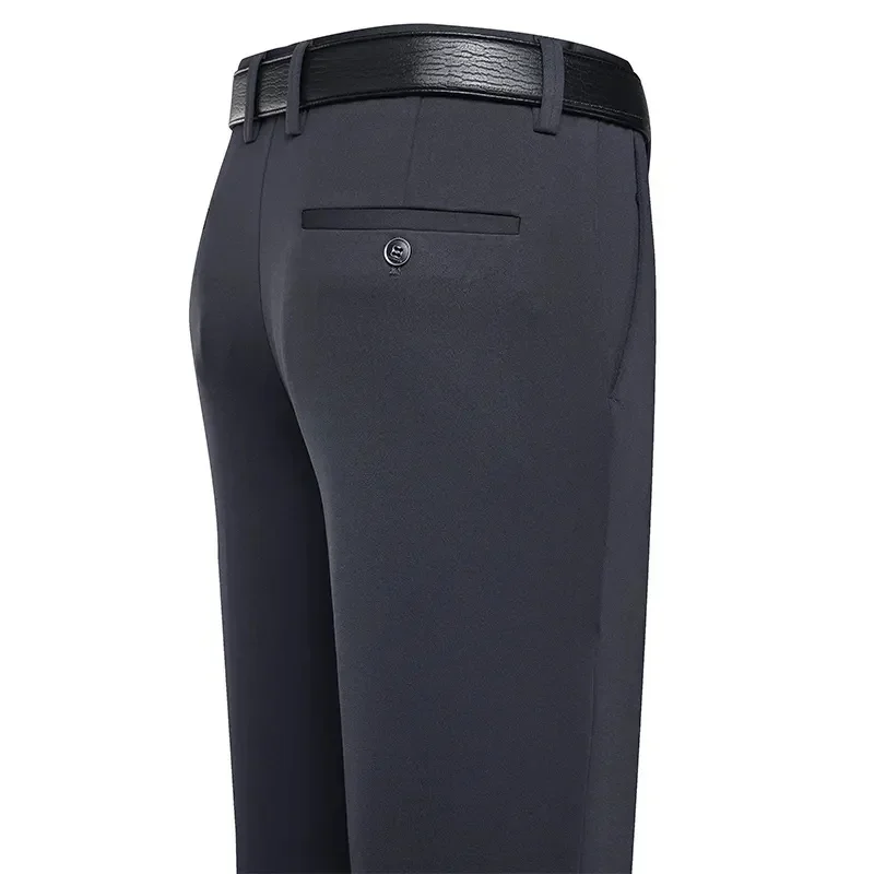 2026 Fashion Suit Pants Men Business Casual Trousers Formal Dress Straight Pants Elastic Black Navy Blue Male Clothing