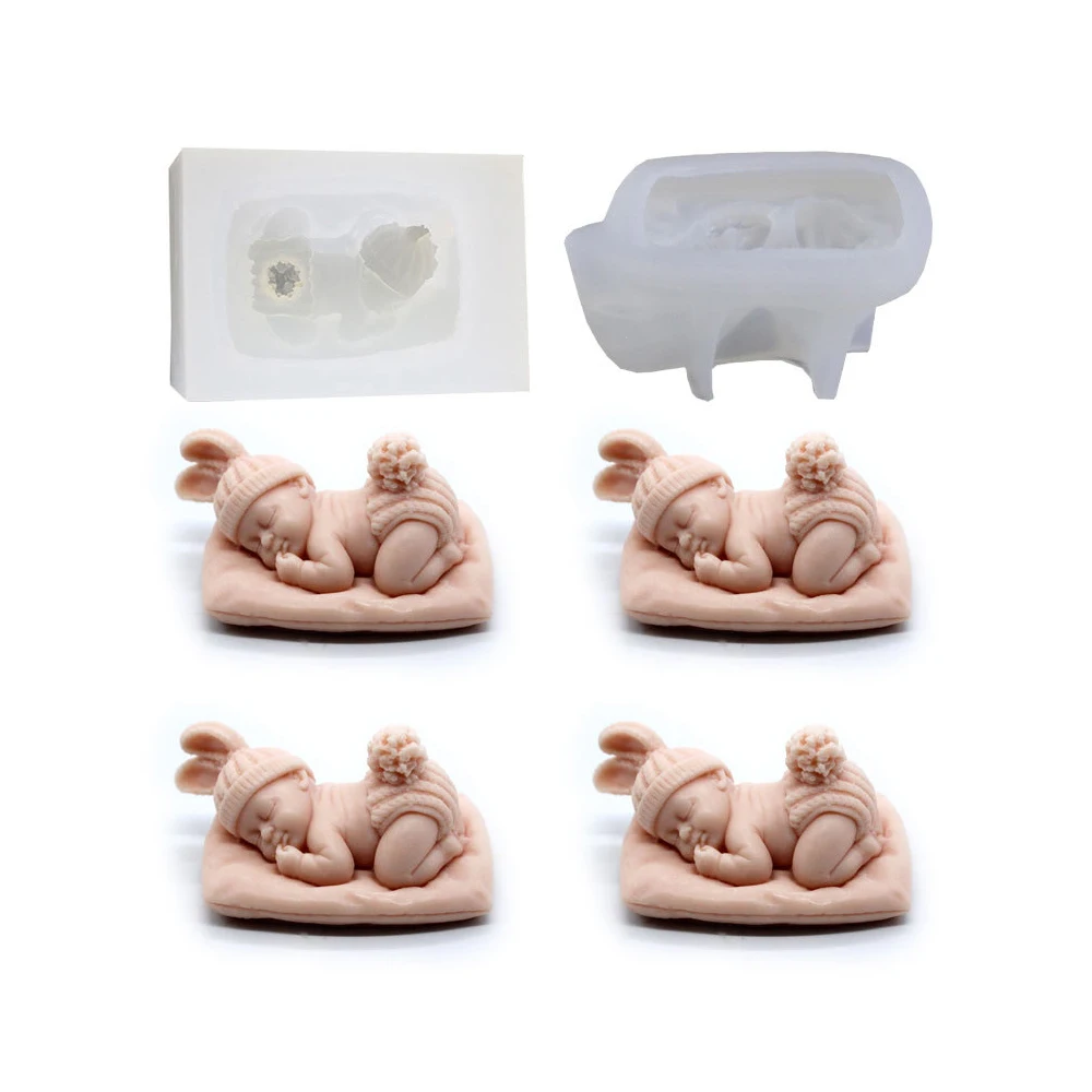 New 1Pcs 3D Sleeping Baby Silicone Mold Chocolate Candy Fondant Mould DIY Handmade Soap Candle Plaster Resin Making Kitchen Tool