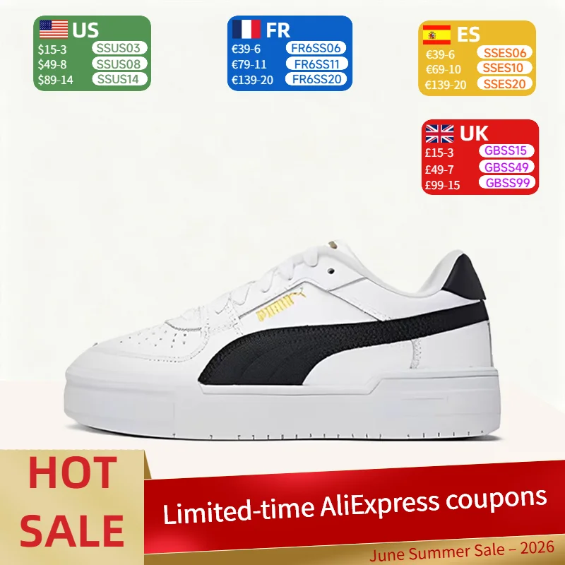 

Puma Ca Pro Classic stylish low-top casual board shoes with cushioning, snug fit and supportive design, unisex, white 380190-18