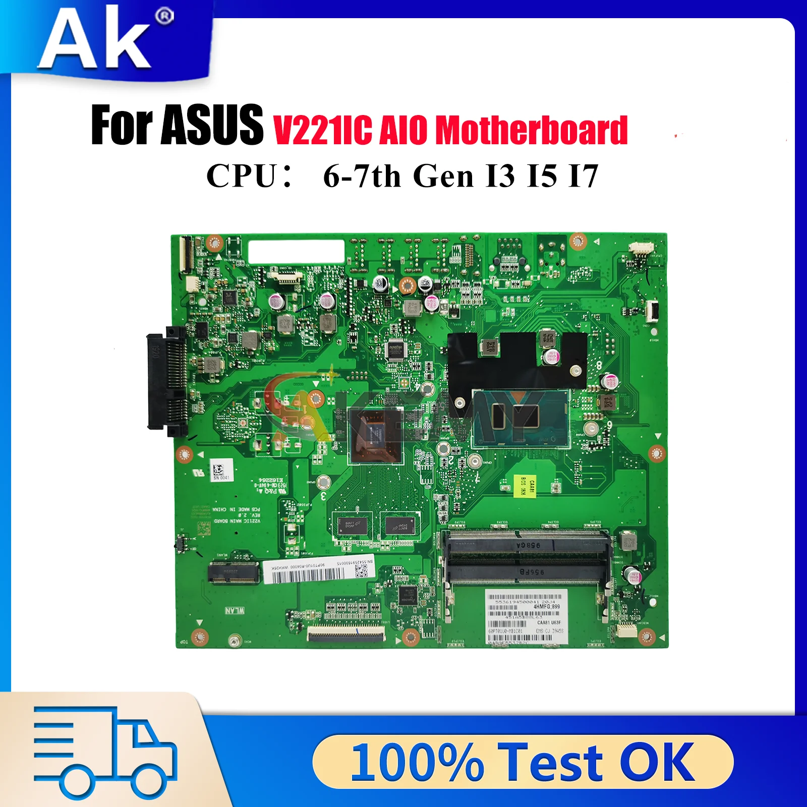 

Материнская плата V221IC для ASUS Vivo AiO V221ID V221I V221IC, материнская плата с процессором I3 I5 I7, 100% тестирование, ОК, быстрая доставка, высокое качество