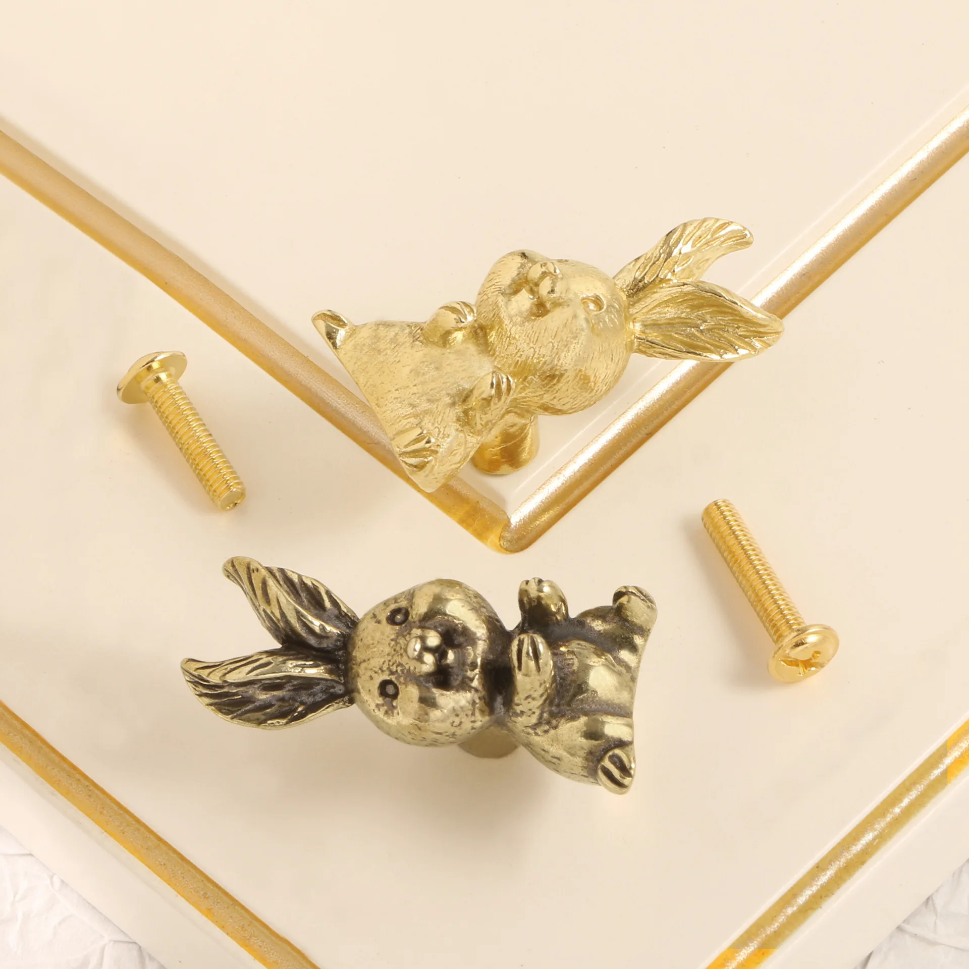 Rabbit Drawer Handle Brass Copper Decor Cupboard Wardrobe Closet Pulls Creative Door Furniture Handle