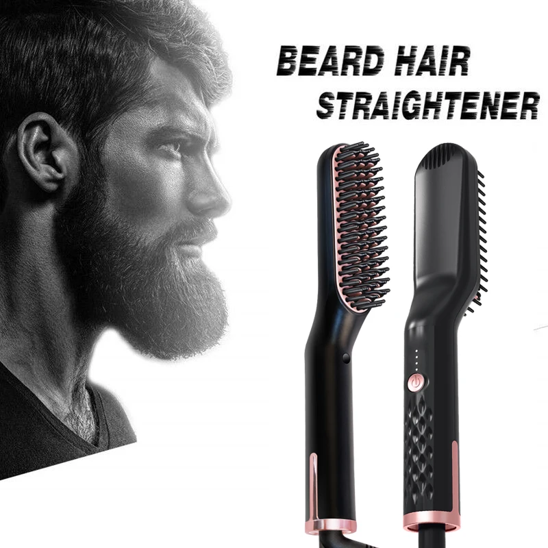 

Hot Comb Straightener Heating Comb For Men Beard Electric Negative Ion Hair Straightening Brush Wet Dry Use Quick Hair Styler