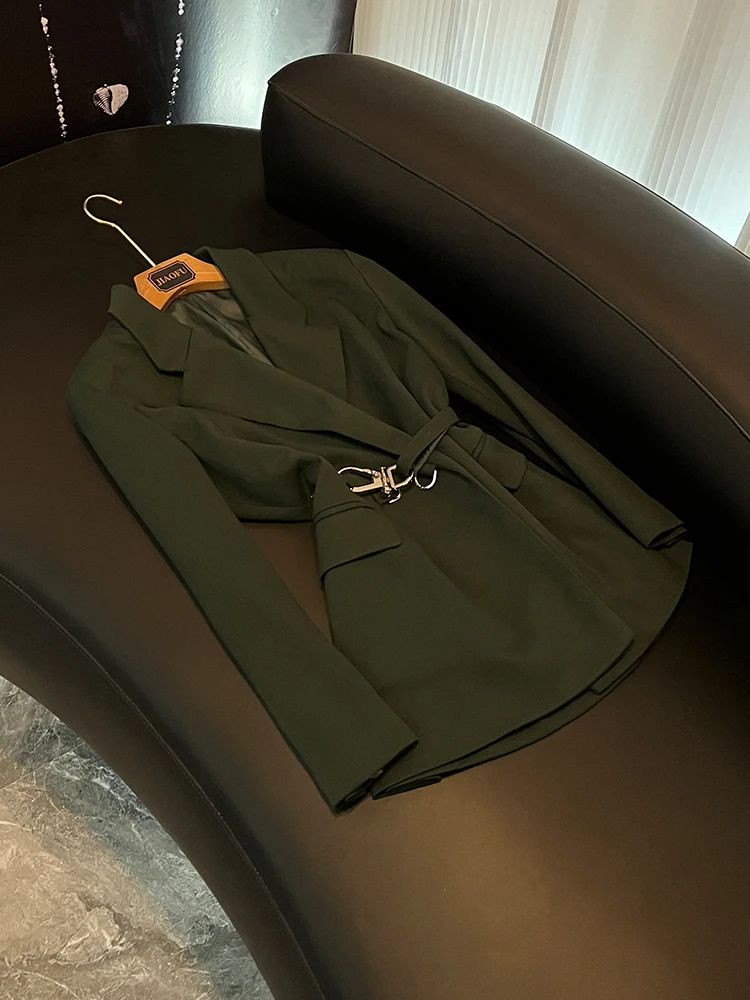 

Универсальная верхняя одежда свободного покроя, однотонная верхняя одежда с воротником на пуговицах, новый дизайн 2024, женский длинный костюм-свек Jaet