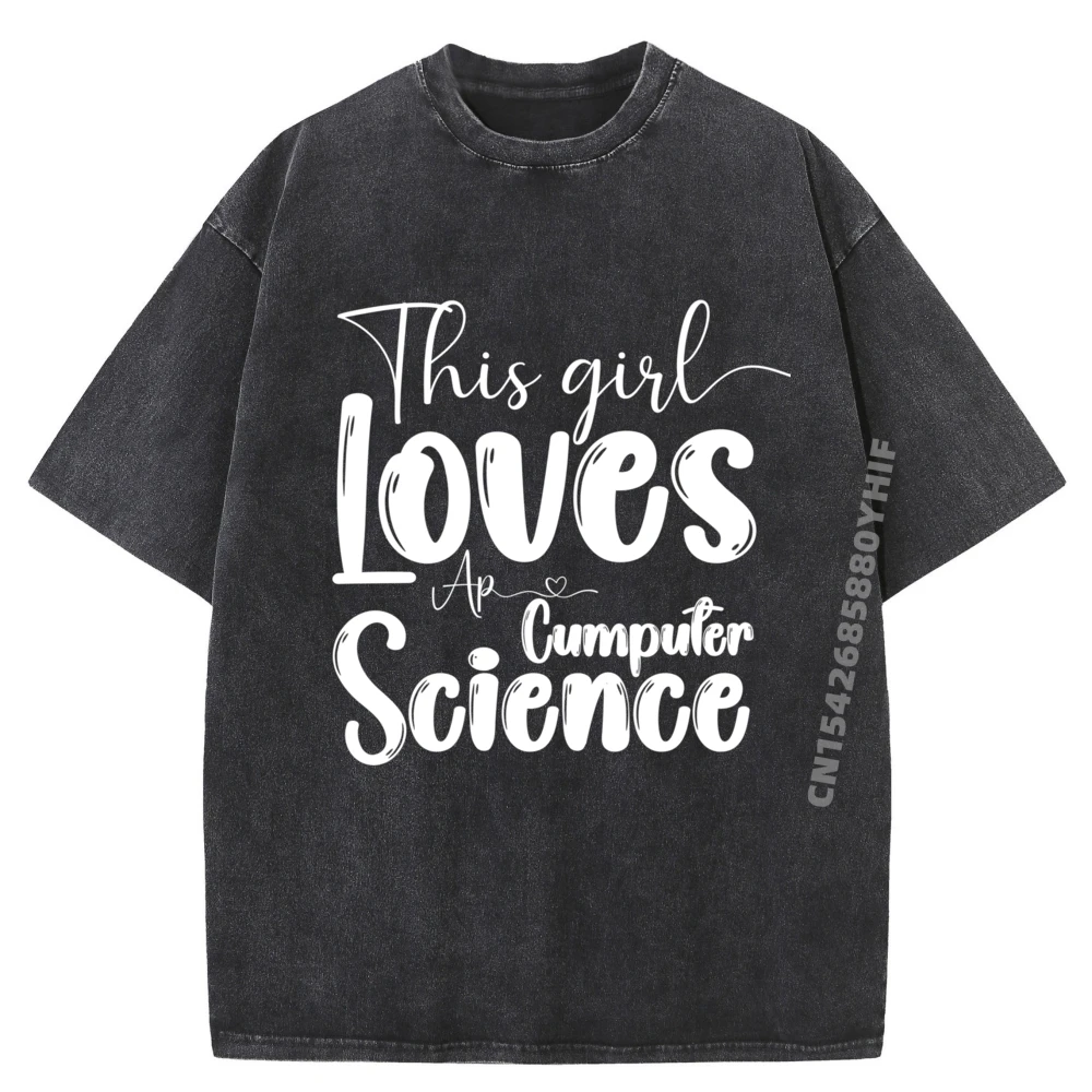 

Новейшая футболка с рисунком This Girl Loves Ap, футболка с принтом «Компьютерная наука», мужская удобная стираная футболка Camisa