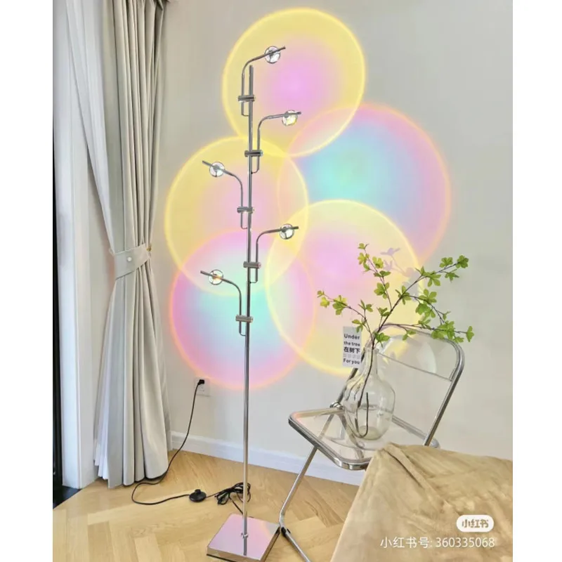 Luxury LED Projection Floor Lamp Nordic Rainbows Standing Lamps Art Bar Bedroom Bedside Floor Lights Home Decora Dropshipping