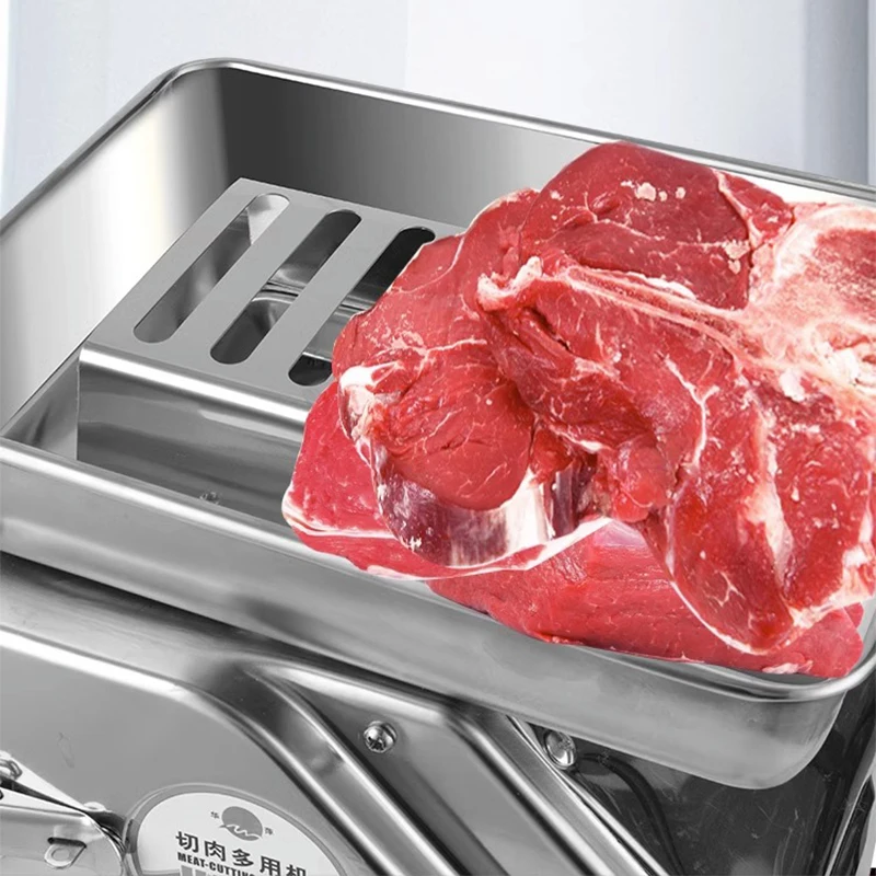 Commercial Desktop Stainless Steel Automatic Electric Meat Slicer for Beef Mutton Slicing Chopping Dicing