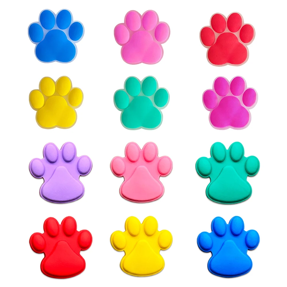 6-12PCS Candy Color Cat Dog Paw Shoe Charm Mix Wholesale PVC Decoration Buckle Sandal Shoe Detachable Waterproof To Xmas Gift