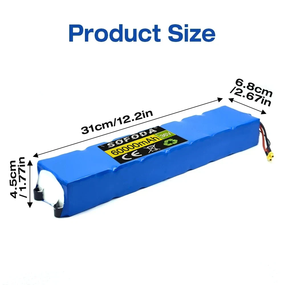 36V 60000mAh 10S3P 18650 Rechargeable Lithium Battery Pack for Xiaomi Mijia M365 36V 60Ah Scooter Electric Scooter BMS Board