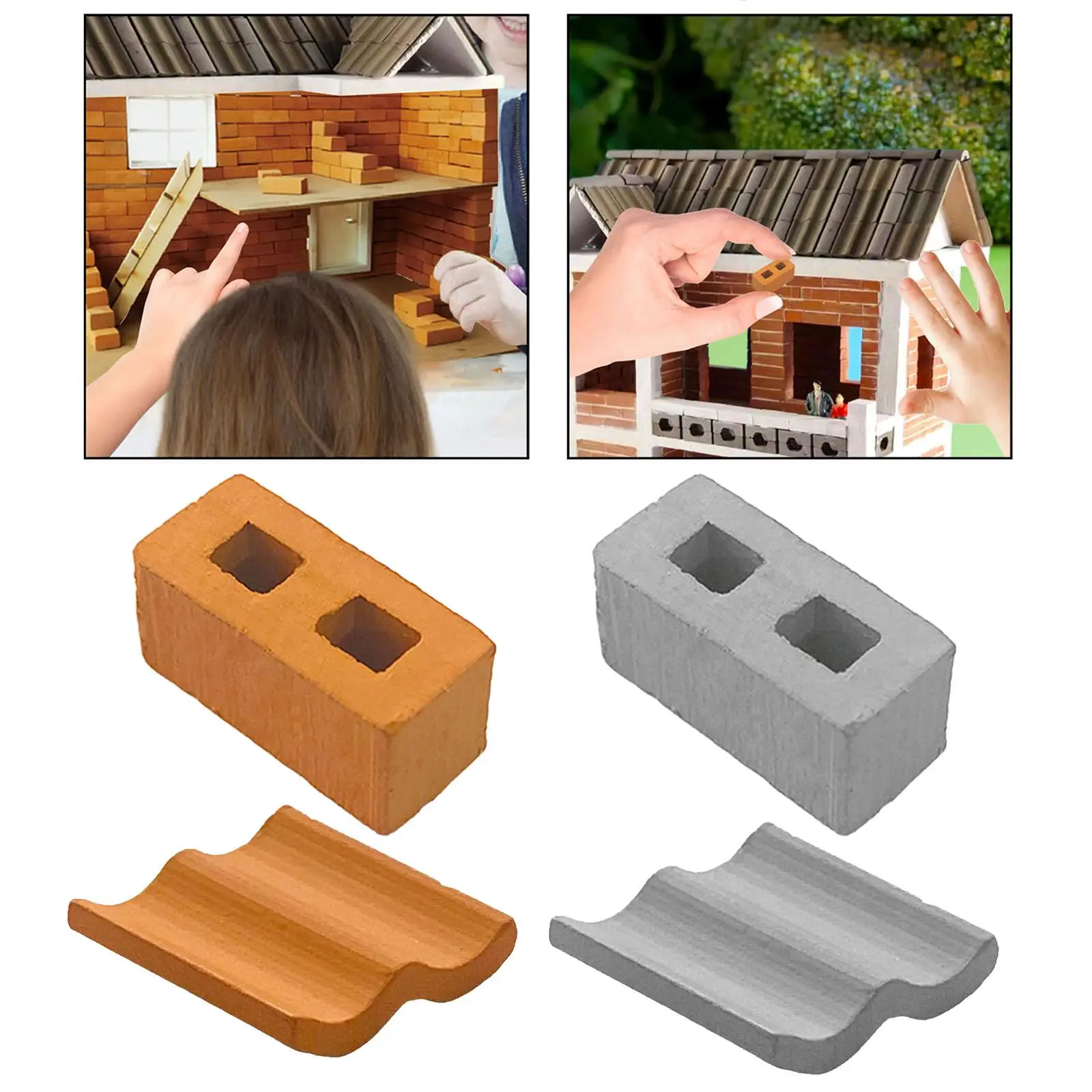 Mini Bricks Roof Tiles Ornaments Landscaping Decoration Sturdy Birthday Gifts Dollhouse Decor for Household Classroom Adults