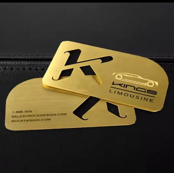 

Customized die-cut luxury brushed gold, silver, black metal credit card laser engraved stainless steel metal business card