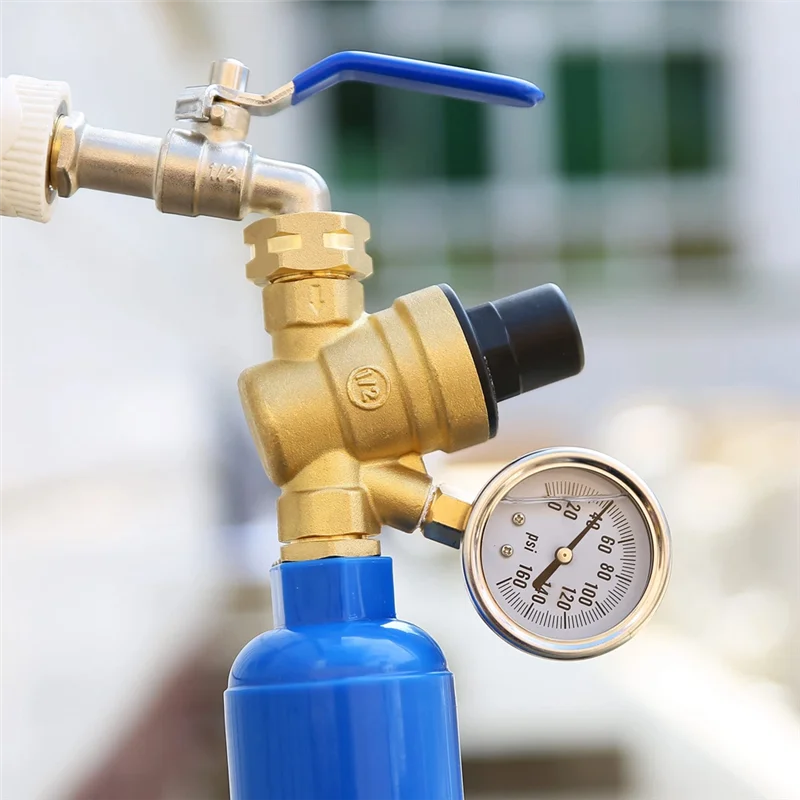 1 قطعة RV منظم ضغط المياه صمام منظم الضغط مع مقياس ومدخل مرشح الشاشة ، النحاس خالية من الرصاص #4