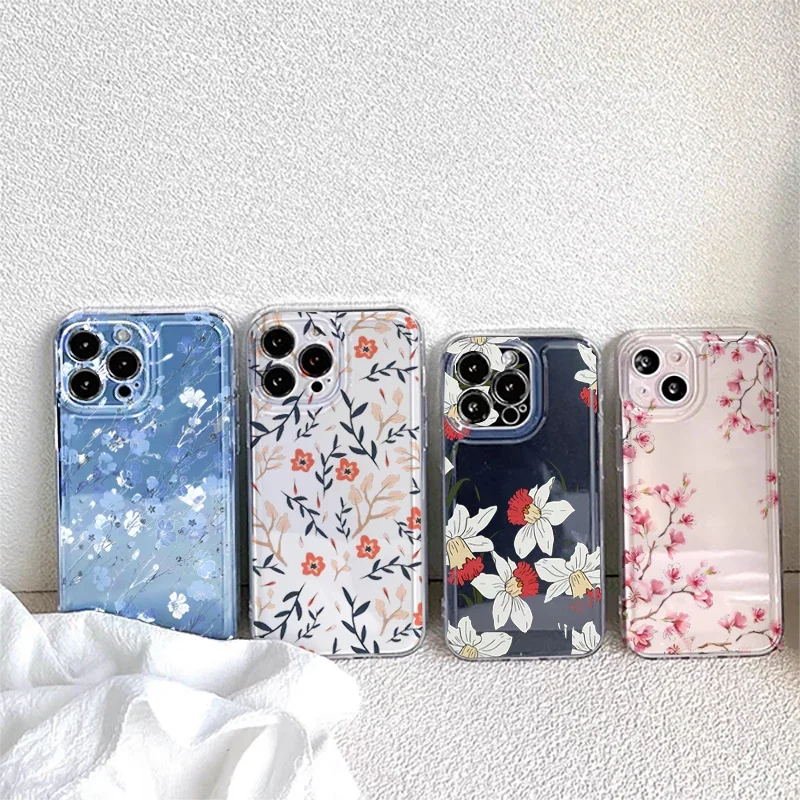 Case For Motorola Edge40 Pro Moto G73 G72 G71 G52 G32 G22 G30 G60 G60S G9Play cover Flower Fashion Clear Floral view 2