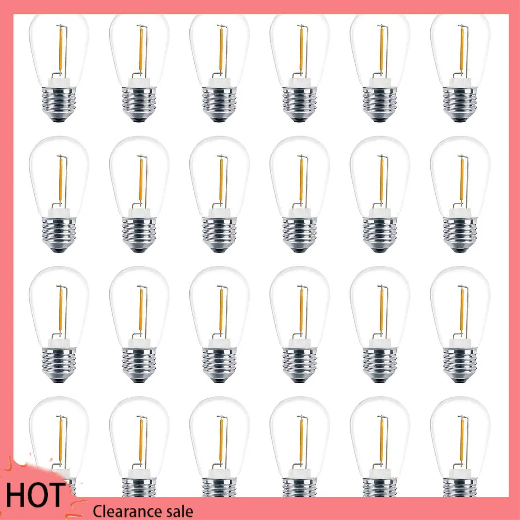 A88Z 48 Pack 3V LED S14 Replacement Light Bulbs, Shatterproof Outdoor Solar String Light Bulbs, Warm White