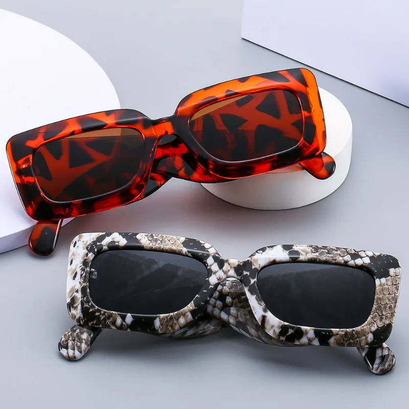 New Small Frame Square Sunglasses Women's decorative snake skin personality Sun Glasses Classic Men's Vintage Eyewear UV400