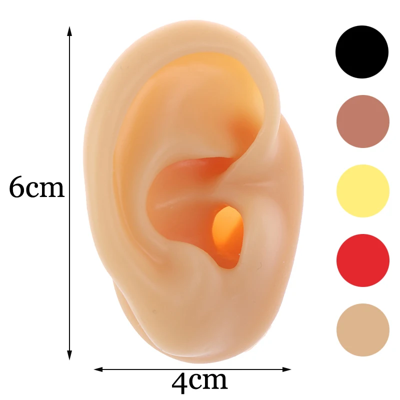 Soft Silicone Ear Model Tattoo Jewelry Practice Piercing Tools Earrings Stud Display Model Body Medical Teaching Props Reuseable