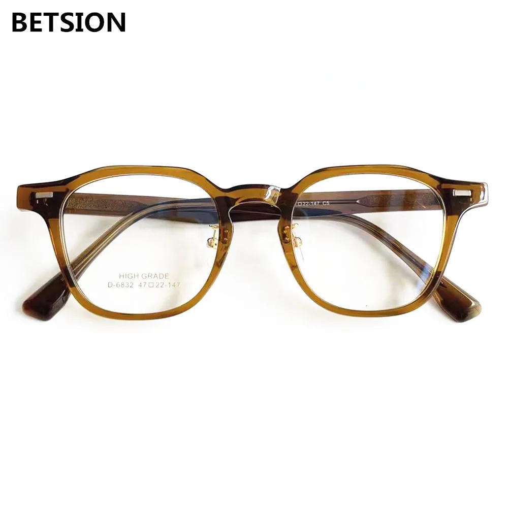 Retro Square Eyeglasses Lighted High Grade Frames Acetate Glasses Men Women Full Rim Acetate Eyewear Spectacles Rx able Optical