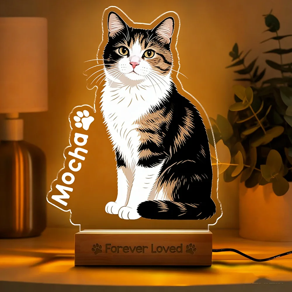 

Personalized Pet Memorial Acrylic Night Light Custom Dog Cat Gift Bedroom Decoration Warm Ornament First Choice for Pet Fans
